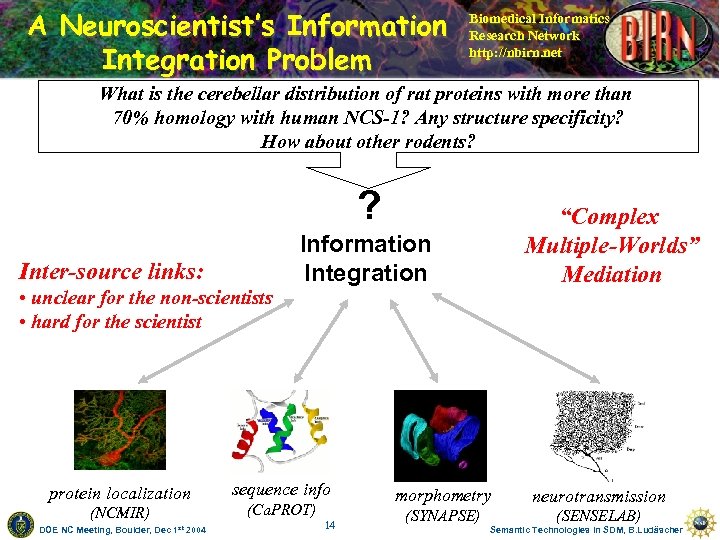 A Neuroscientist’s Information Integration Problem Biomedical Informatics Research Network http: //nbirn. net What is