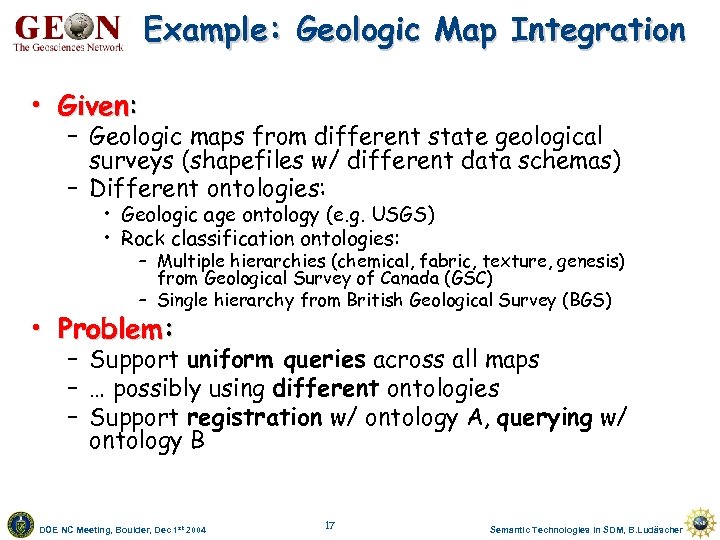 Example: Geologic Map Integration • Given: – Geologic maps from different state geological surveys