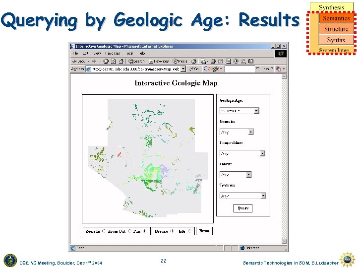 Querying by Geologic Age: Results DOE NC Meeting, Boulder, Dec 1 st 2004 22