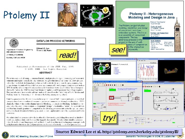 Ptolemy II see! read! try! Source: Edward Lee et al. http: //ptolemy. eecs. berkeley.