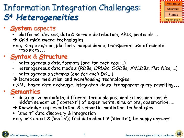 Information Integration Challenges: S 4 Heterogeneities • System aspects – platforms, devices, data &