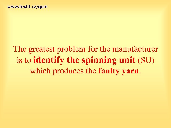 www. textil. cz/qqm The greatest problem for the manufacturer is to identify the spinning