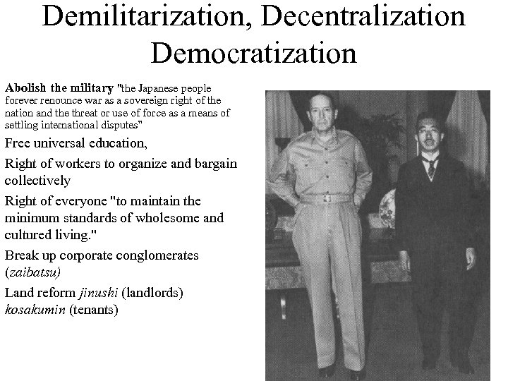 Demilitarization, Decentralization Democratization Abolish the military 