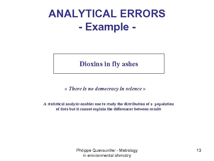 ANALYTICAL ERRORS - Example - Dioxins in fly ashes « There is no democracy