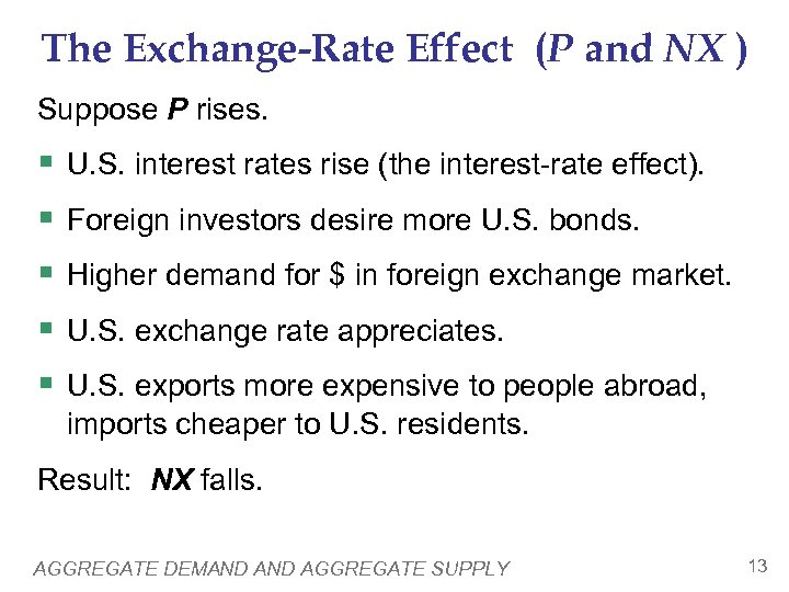 The Exchange-Rate Effect (P and NX ) Suppose P rises. § § § U.