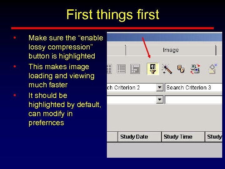 First things first • • • Make sure the “enable lossy compression” button is