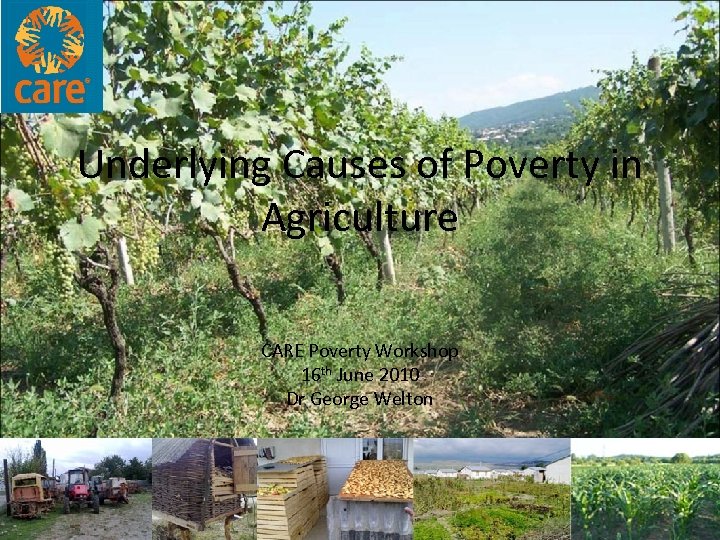 Underlying Causes of Poverty in Agriculture CARE Poverty Workshop 16 th June 2010 Dr
