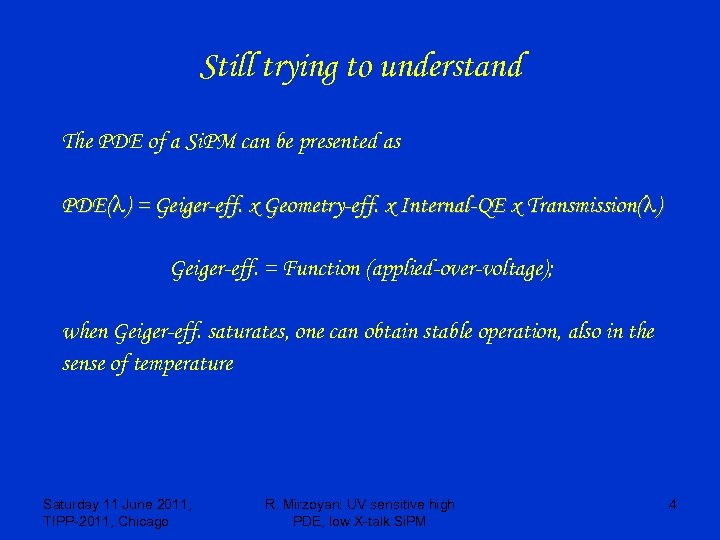 Still trying to understand The PDE of a Si. PM can be presented as
