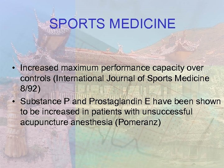 SPORTS MEDICINE • Increased maximum performance capacity over controls (International Journal of Sports Medicine