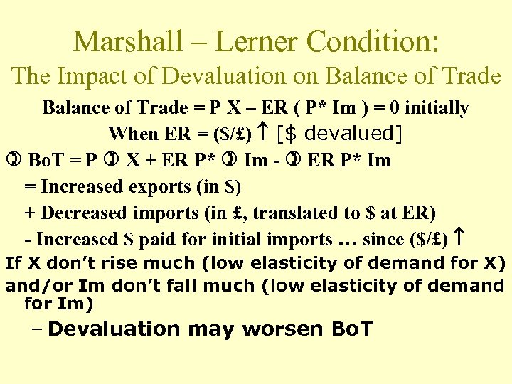 Marshall – Lerner Condition: The Impact of Devaluation on Balance of Trade = P