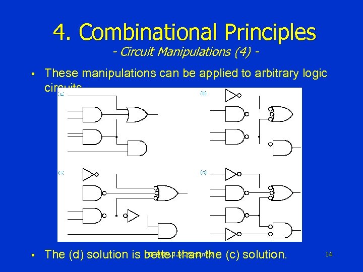 4. Combinational Principles - Circuit Manipulations (4) - § These manipulations can be applied