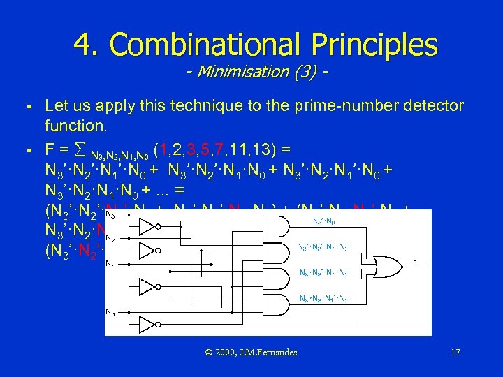 4. Combinational Principles - Minimisation (3) - § § Let us apply this technique