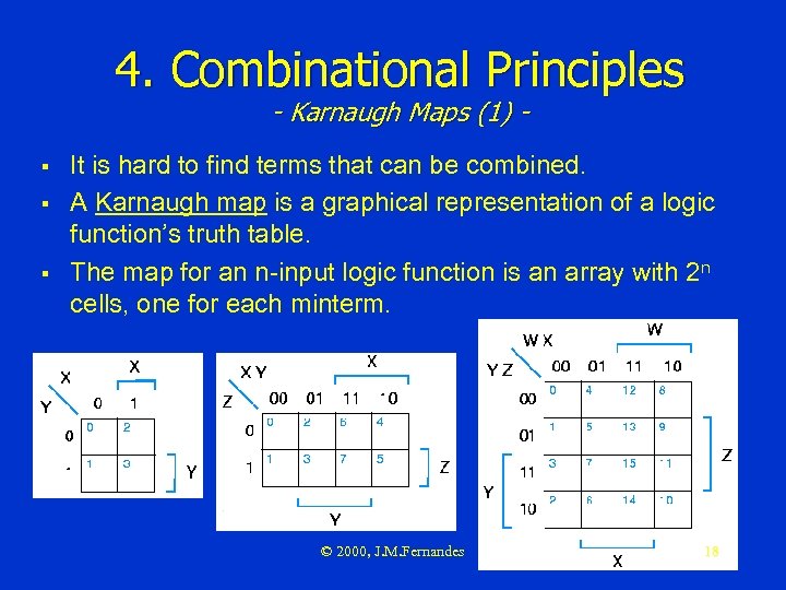 4. Combinational Principles - Karnaugh Maps (1) - § § § It is hard