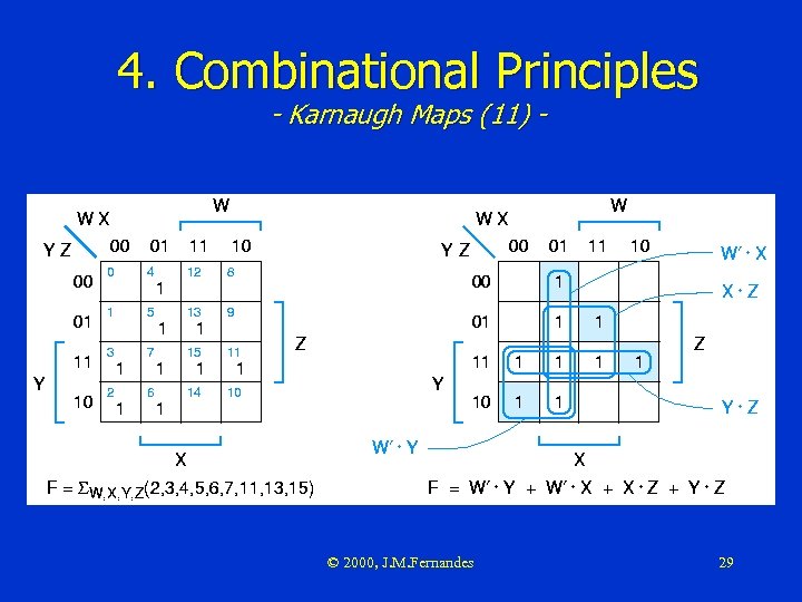 4. Combinational Principles - Karnaugh Maps (11) - © 2000, J. M. Fernandes 29