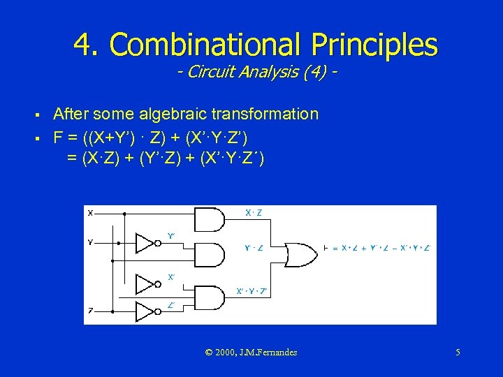 4. Combinational Principles - Circuit Analysis (4) - § § After some algebraic transformation