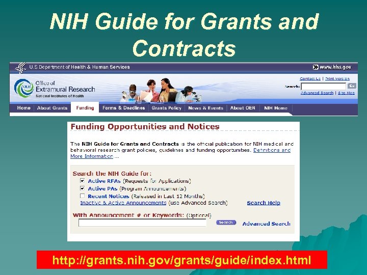 NIH Guide for Grants and Contracts http: //grants. nih. gov/grants/guide/index. html 