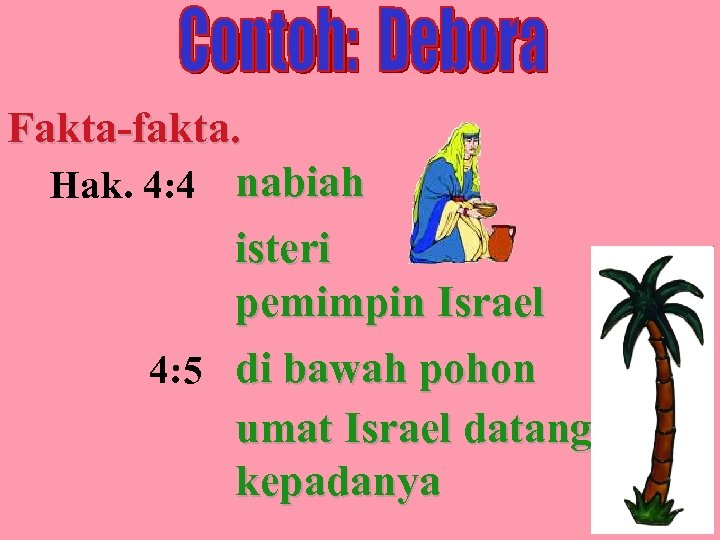 Fakta-fakta. Hak. 4: 4 nabiah isteri pemimpin Israel 4: 5 di bawah pohon umat