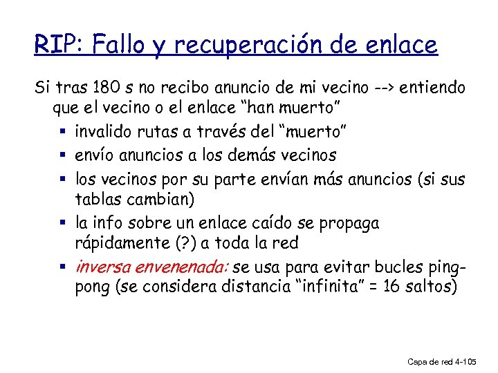 RIP: Fallo y recuperación de enlace Si tras 180 s no recibo anuncio de
