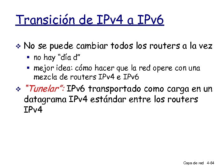 Transición de IPv 4 a IPv 6 v No se puede cambiar todos los