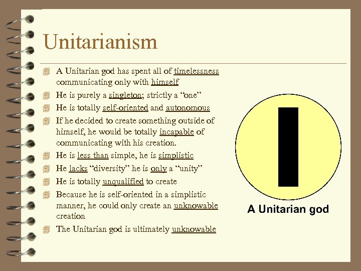 Unitarianism 4 A Unitarian god has spent all of timelessness 4 4 4 4