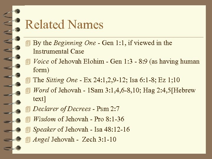 Related Names 4 By the Beginning One - Gen 1: 1, if viewed in