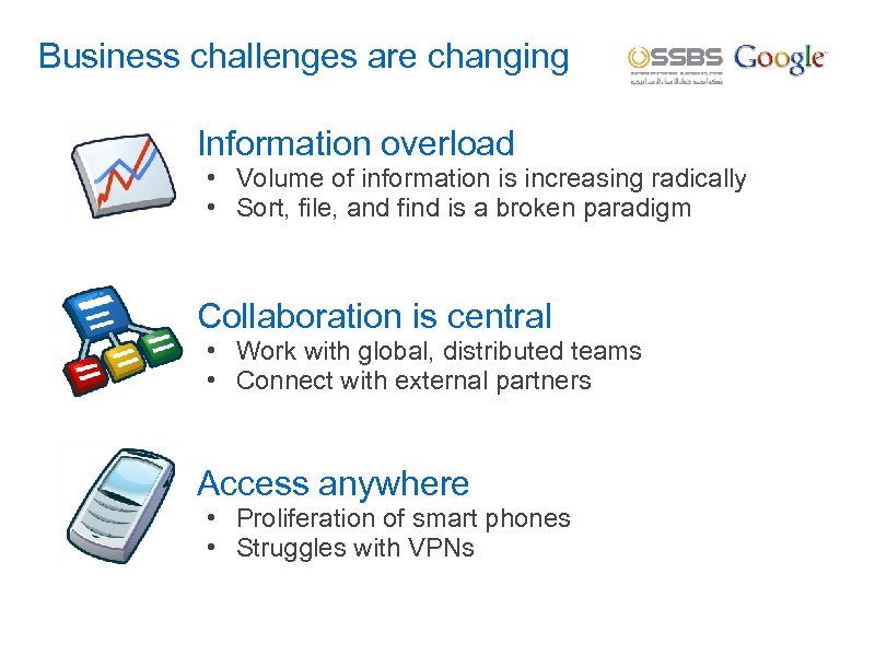 Business challenges are changing Information overload • Volume of information is increasing radically •