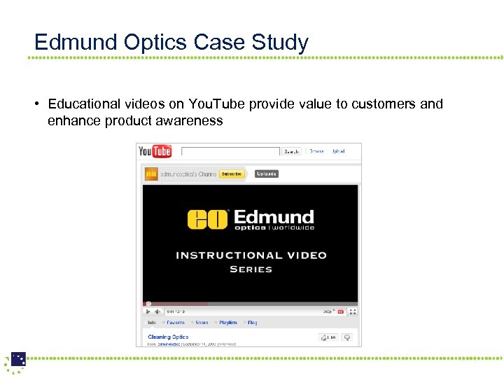 Edmund Optics Case Study • Educational videos on You. Tube provide value to customers