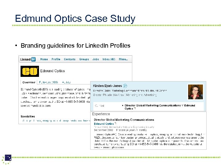 Edmund Optics Case Study • Branding guidelines for Linked. In Profiles 