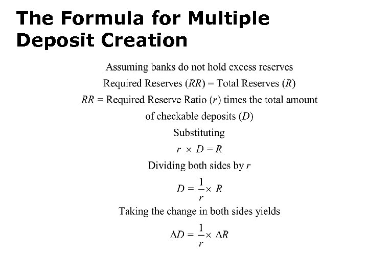 The Formula for Multiple Deposit Creation 