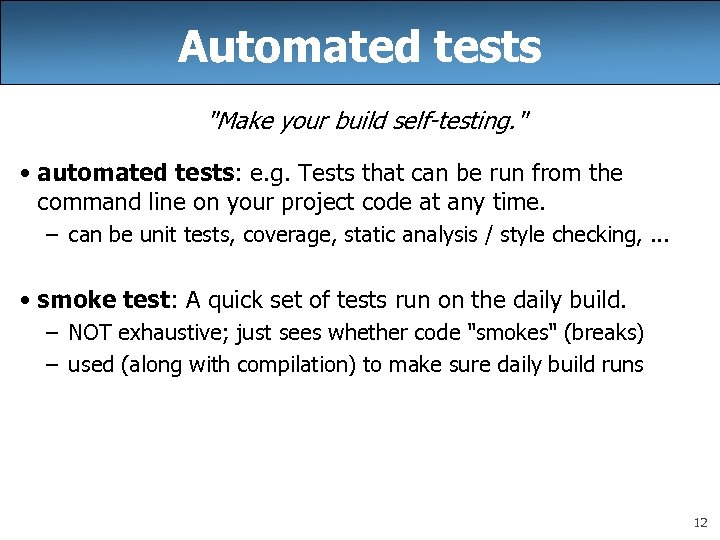 Automated tests 