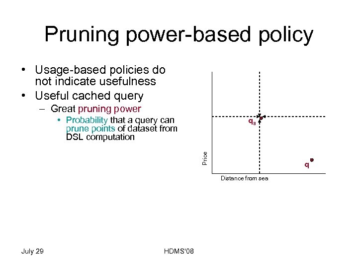 Pruning power-based policy • Usage-based policies do not indicate usefulness • Useful cached query
