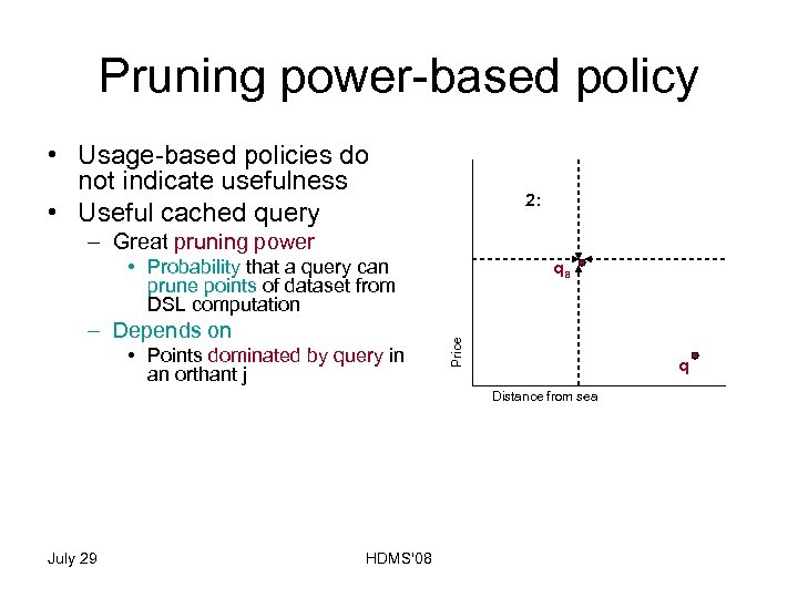 Pruning power-based policy • Usage-based policies do not indicate usefulness • Useful cached query