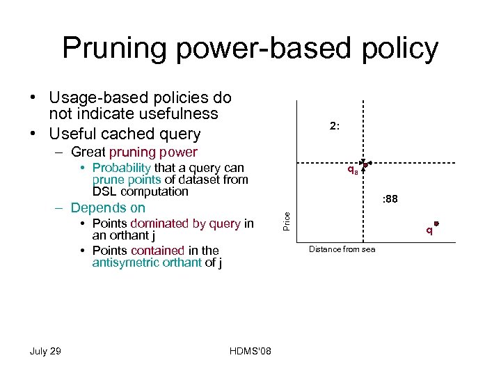 Pruning power-based policy • Usage-based policies do not indicate usefulness • Useful cached query