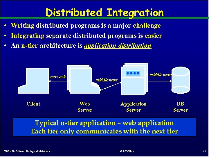 Distributed Integration • Writing distributed programs is a major challenge • Integrating separate distributed
