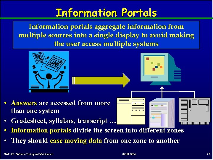 Information Portals Information portals aggregate information from multiple sources into a single display to
