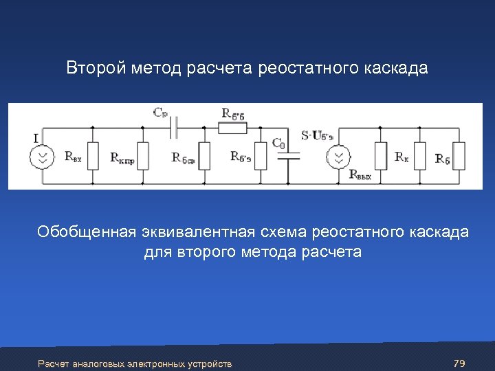 Второй метод расчета реостатного каскада Обобщенная эквивалентная схема реостатного каскада для второго метода расчета