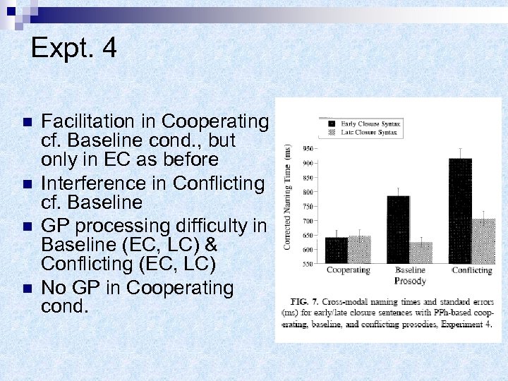 Expt. 4 n n Facilitation in Cooperating cf. Baseline cond. , but only in