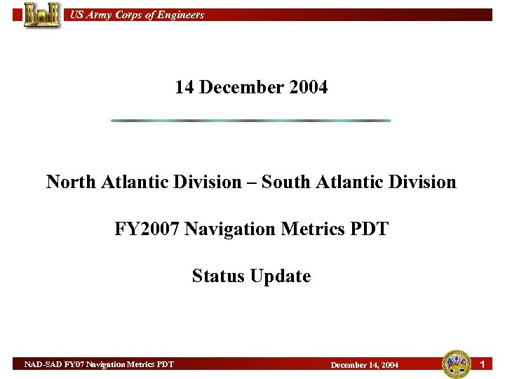 US Army Corps of Engineers 14 December 2004 North Atlantic Division – South Atlantic