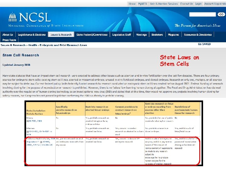 State Laws on Stem Cells 