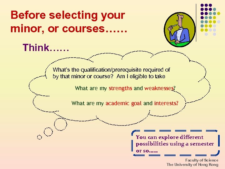 Before selecting your minor, or courses…… Think…… What’s the qualification/prerequisite required of by that