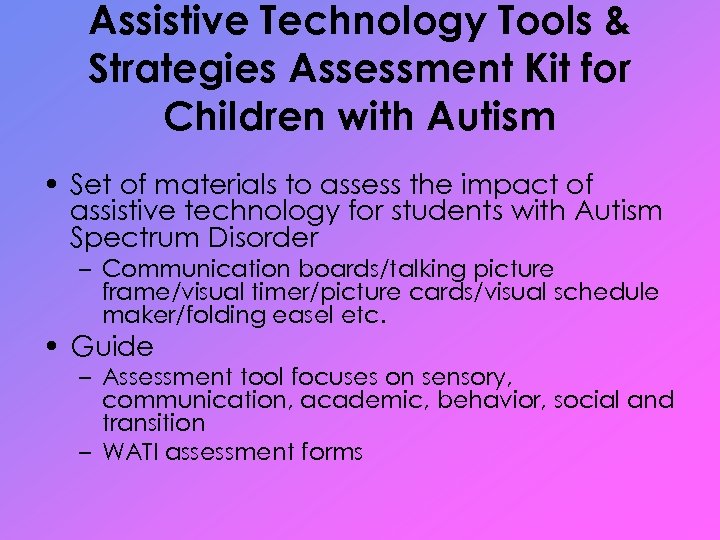 Assistive Technology Tools & Strategies Assessment Kit for Children with Autism • Set of