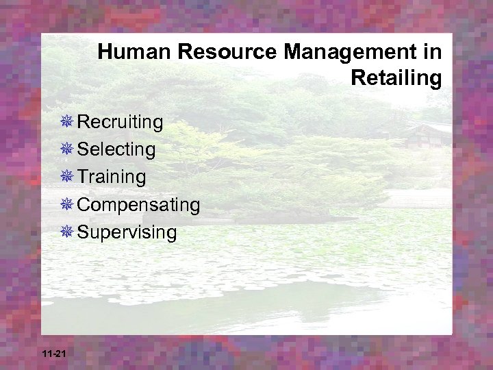 Human Resource Management in Retailing ¯ Recruiting ¯ Selecting ¯ Training ¯ Compensating ¯