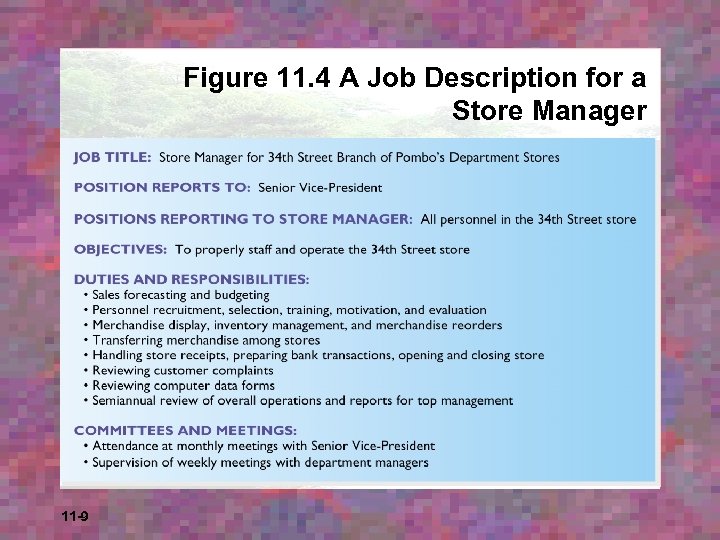 Figure 11. 4 A Job Description for a Store Manager 11 -9 