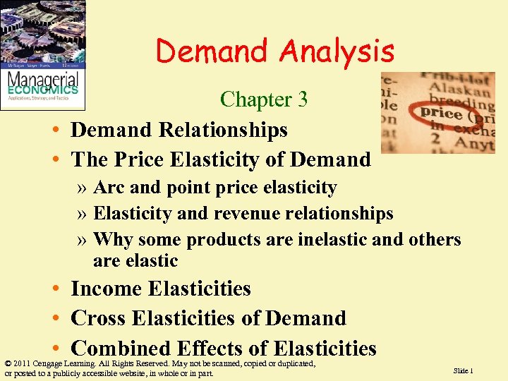 Demand Analysis Chapter 3 • Demand Relationships • The Price Elasticity of Demand »