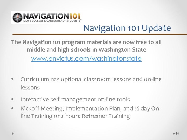 Navigation 101 Update The Navigation 101 program materials are now free to all middle