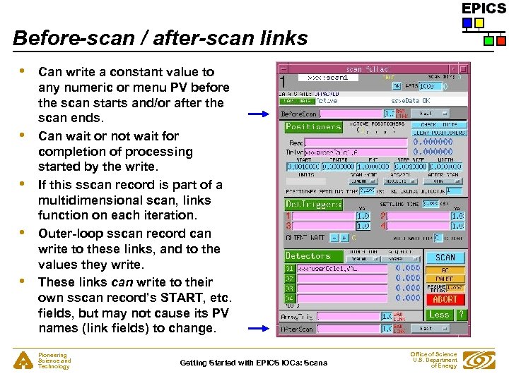 Before-scan / after-scan links • • • Can write a constant value to any