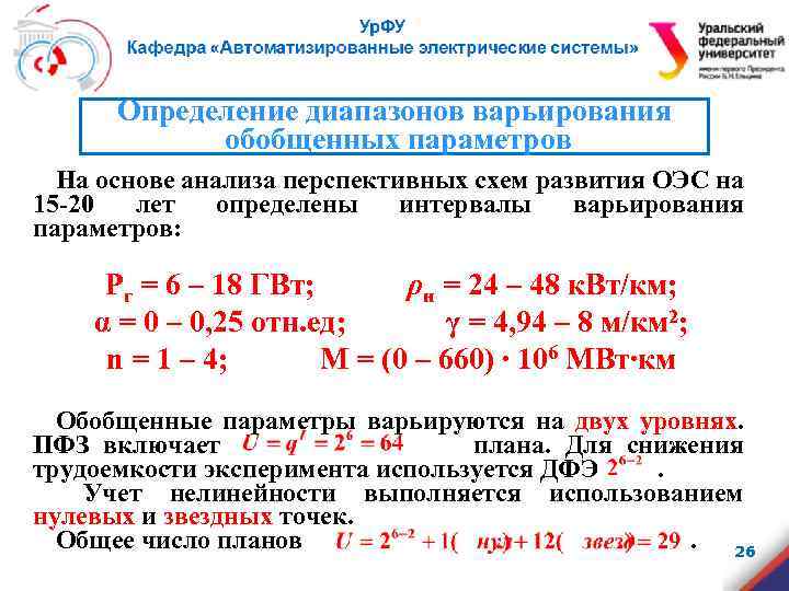 Определение диапазонов варьирования обобщенных параметров На основе анализа перспективных схем развития ОЭС на 15