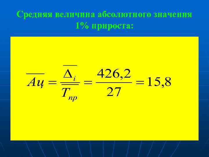 Средняя величина абсолютного значения 1% прироста: 