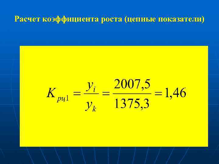 Расчет коэффициента роста (цепные показатели) 