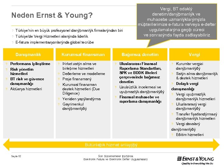 Neden Ernst & Young? ? Türkiye’nin en büyük profesyonel danýþmanlýk firmalarýndan biri ? Türkiye’de